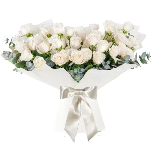 50 white roses bouquet