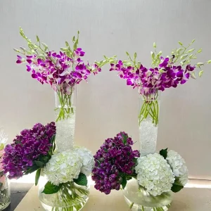 hydrangea and orchid wedding bouquet