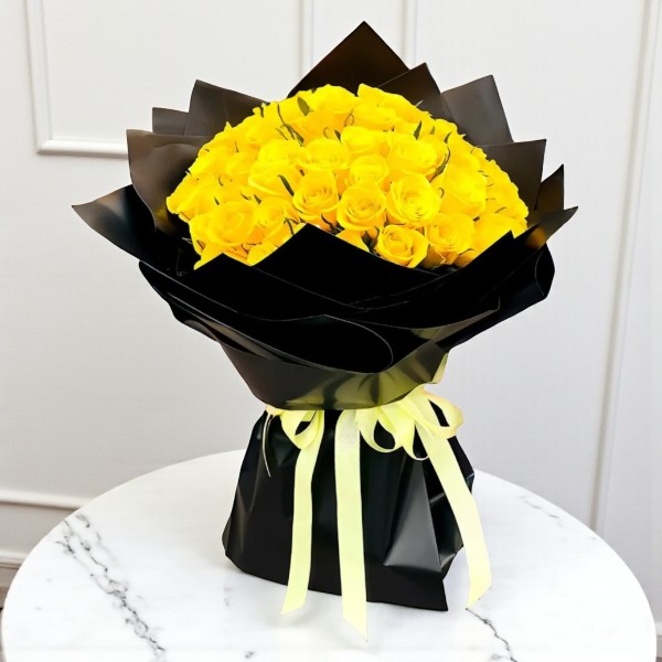 Bright Yellow Roses Bouquet