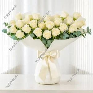 50 White Roses Bouquet