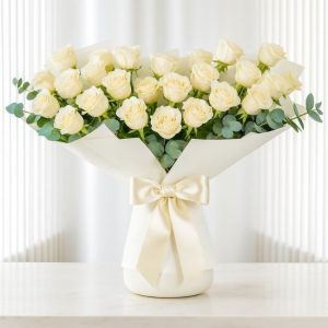 50 White Roses Bouquet