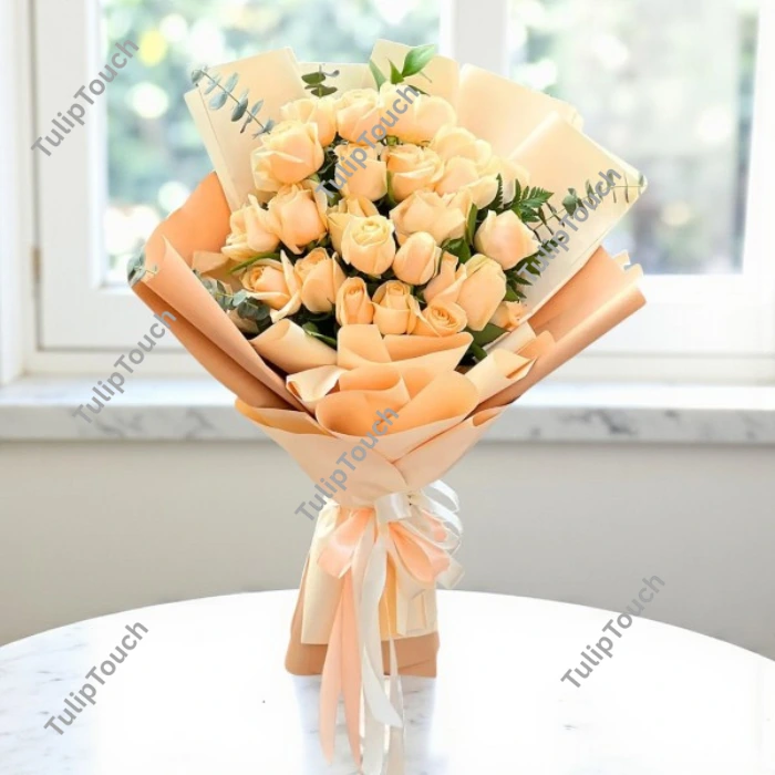 Peach Roses Bouquet