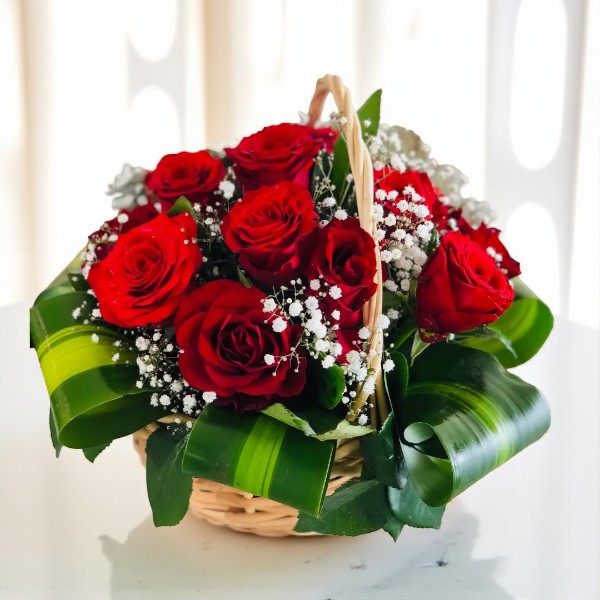 Red Rose Basket