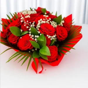 Elegant Red Rose Bridal Bouquet