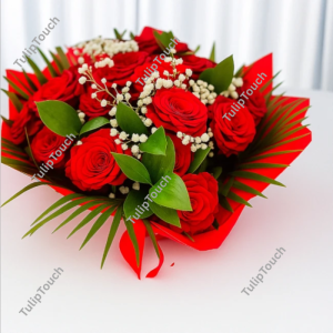 Elegant Red Rose Bridal Bouquet