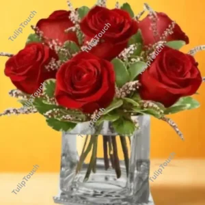 6 red roses